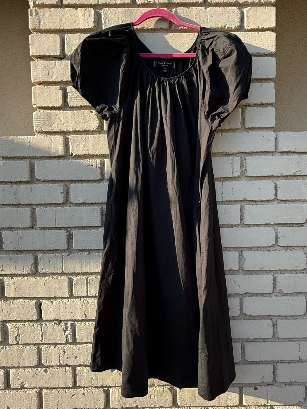 Max Studio London Puff Sleeve Midi Dress in Black - Size Large